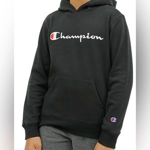 Champion Hoodie Youth Large Boys Fleece Hooded Sweatshirt Black Athletic wear